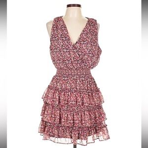 1. State Pink Floral Ruffle Mini Dress